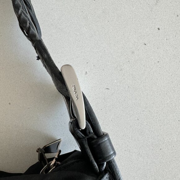 Prada Semitracolla nylon black purse Authentic Leather Handle RARE See Photos - Picture 13 of 14